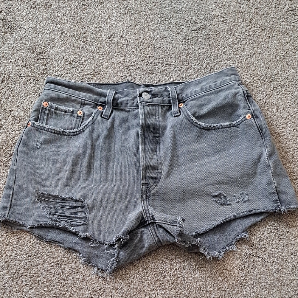 Levi's Gray Distressed Jean Shorts